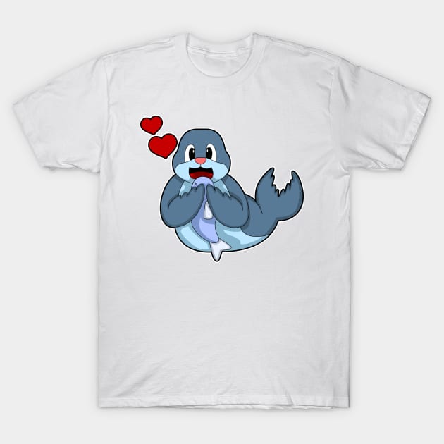 Seal with Fish T-Shirt by Markus Schnabel